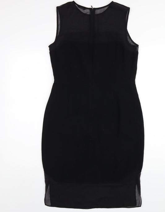 Autograph Womens Black Polyester Pencil Dress Size 10 Round Neck Zip