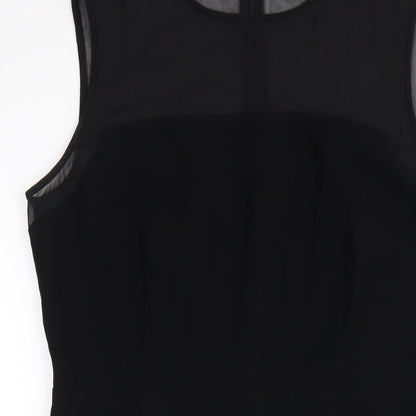 Autograph Womens Black Polyester Pencil Dress Size 10 Round Neck Zip