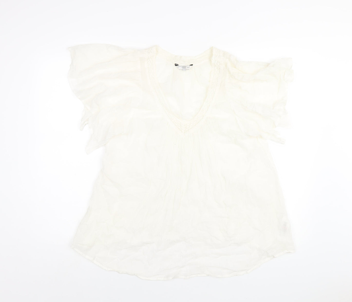 Womens UK Size 14 New Look Ivory Basic Blouse