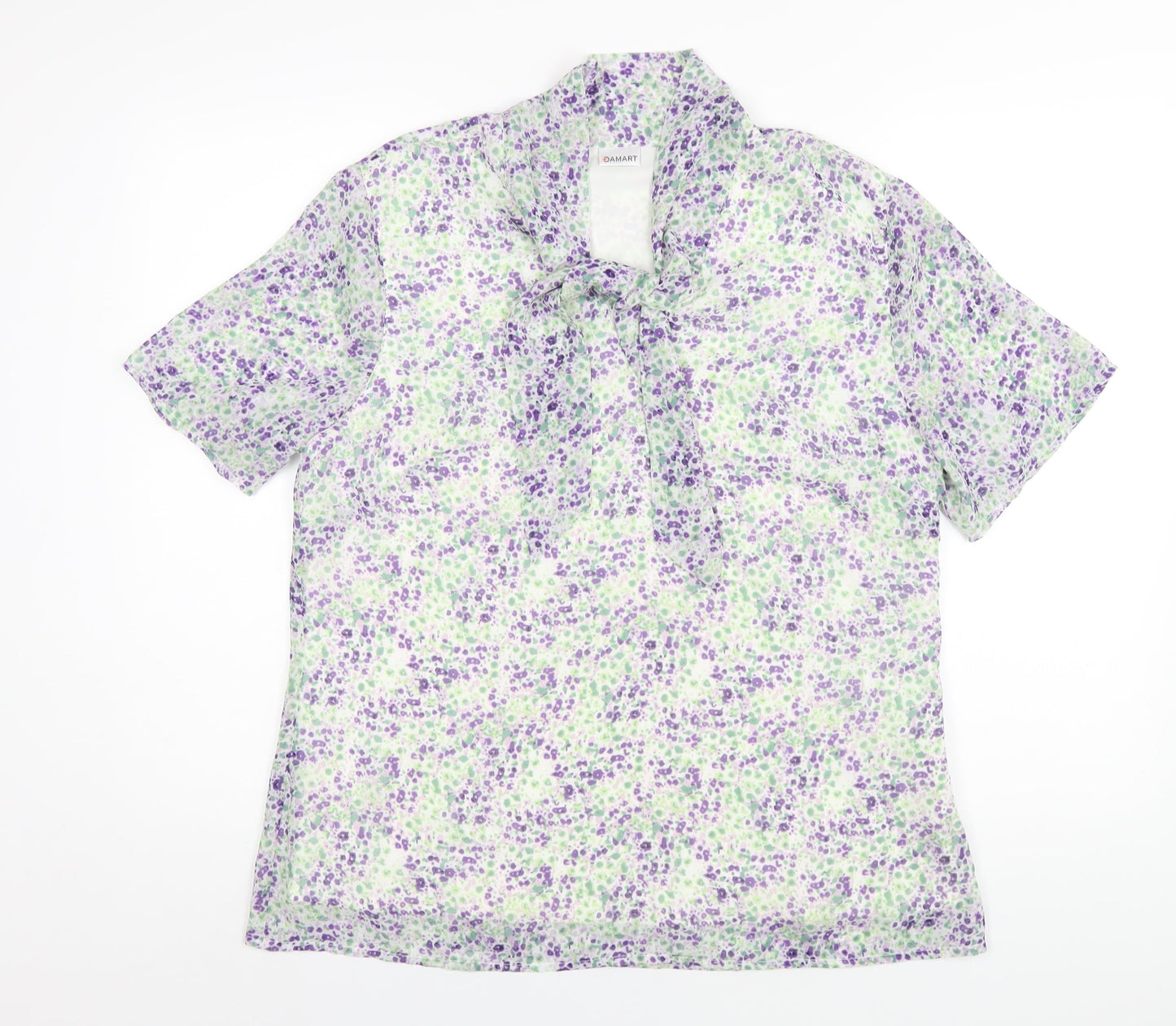 Damart Womens Multicoloured Floral Polyester Basic T-Shirt Size 18 V-Neck