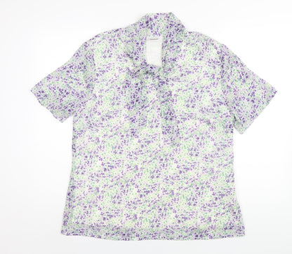 Damart Womens Multicoloured Floral Polyester Basic T-Shirt Size 18 V-Neck