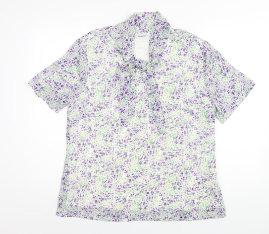 Damart Womens Multicoloured Floral Polyester Basic T-Shirt Size 18 V-Neck