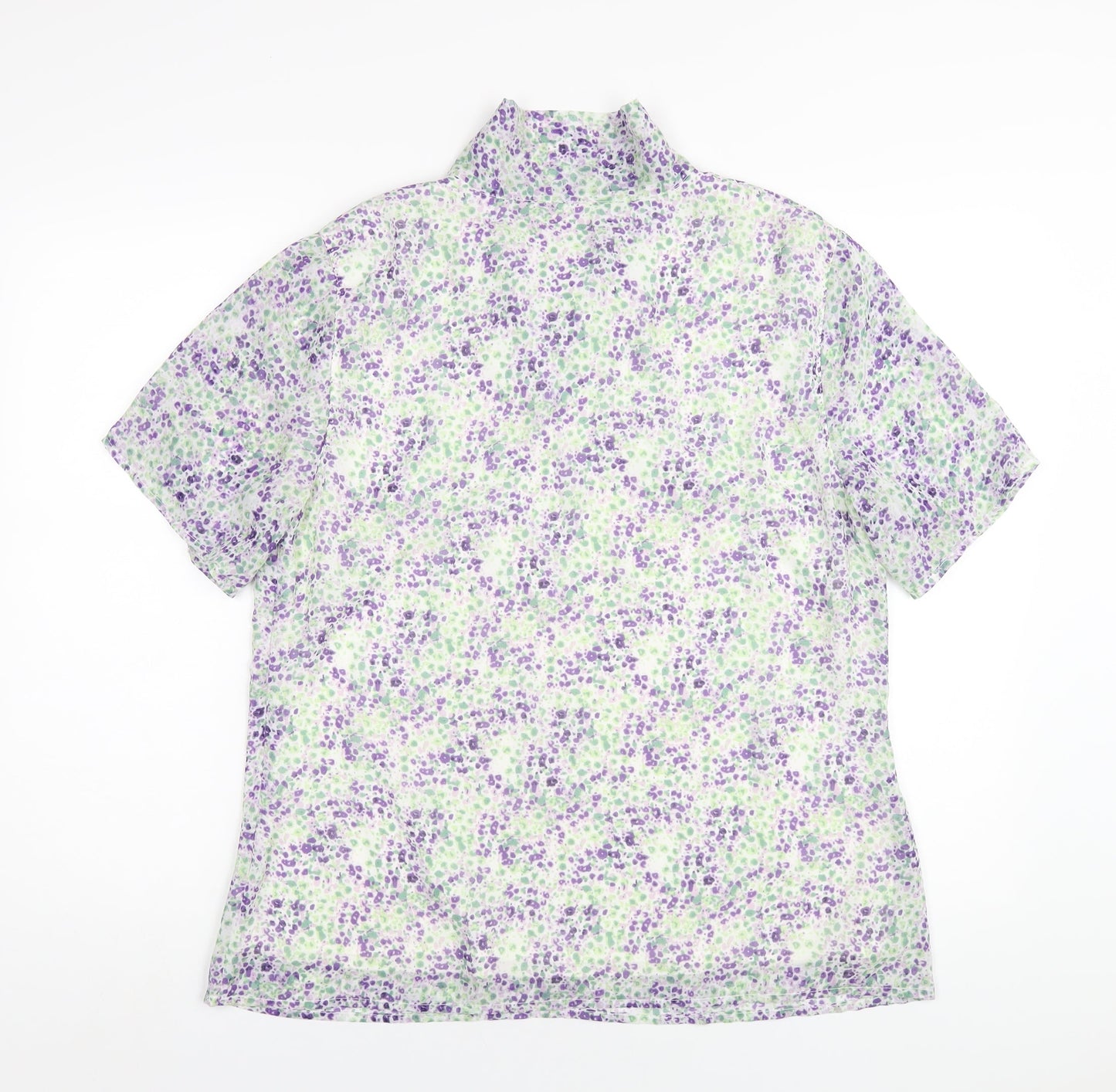 Damart Womens Multicoloured Floral Polyester Basic T-Shirt Size 18 V-Neck