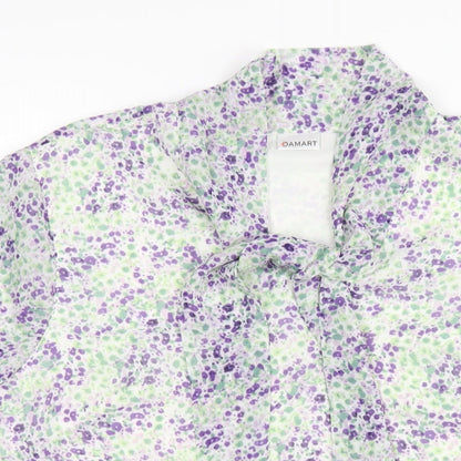 Damart Womens Multicoloured Floral Polyester Basic T-Shirt Size 18 V-Neck