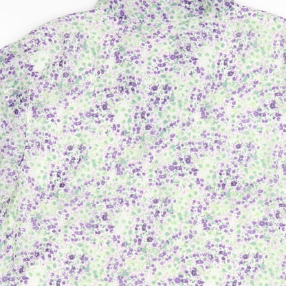 Damart Womens Multicoloured Floral Polyester Basic T-Shirt Size 18 V-Neck