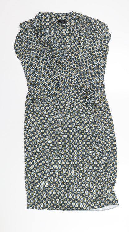 Autograph Womens Multicoloured Geometric Viscose Pencil Dress Size 18 V-Neck Pullover
