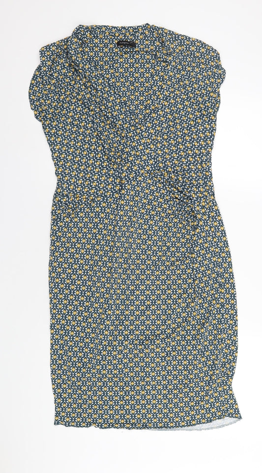 Autograph Womens Multicoloured Geometric Viscose Pencil Dress Size 18 V-Neck Pullover