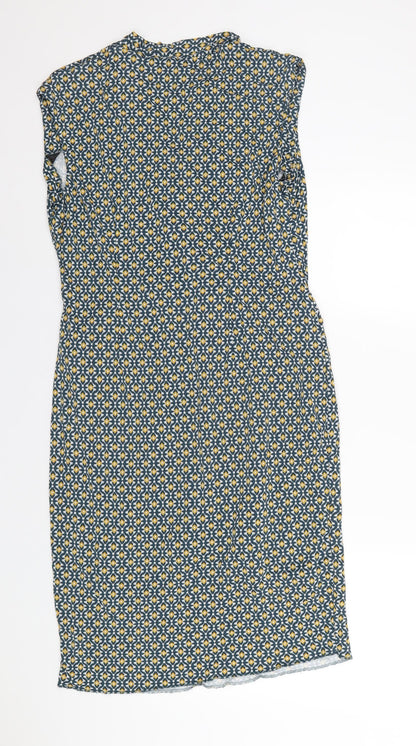 Autograph Womens Multicoloured Geometric Viscose Pencil Dress Size 18 V-Neck Pullover