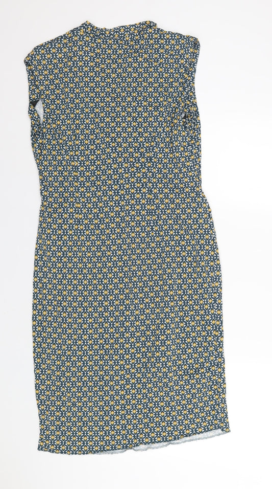 Autograph Womens Multicoloured Geometric Viscose Pencil Dress Size 18 V-Neck Pullover