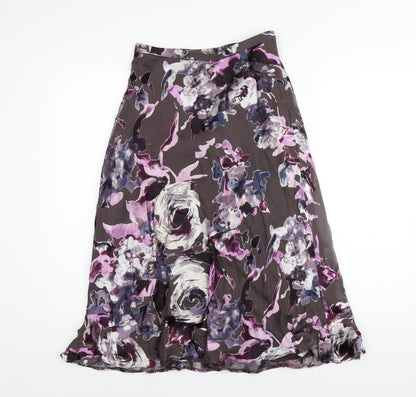 Peter Martin Womens Multicoloured Floral Viscose A-Line Skirt Size 10 Zip