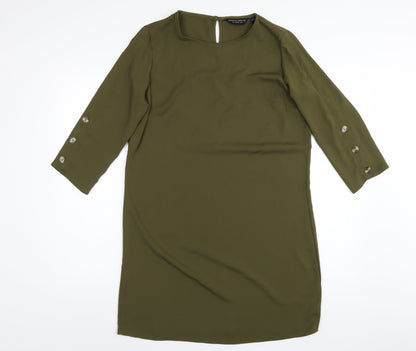 Dorothy Perkins Womens Green Polyester A-Line Size 12 Round Neck Button