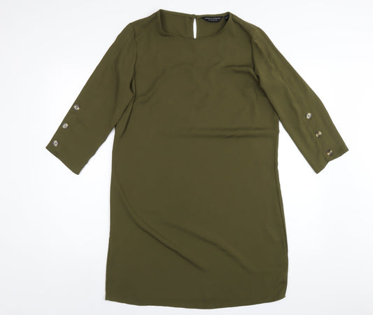 Dorothy Perkins Womens Green Polyester A-Line Size 12 Round Neck Button