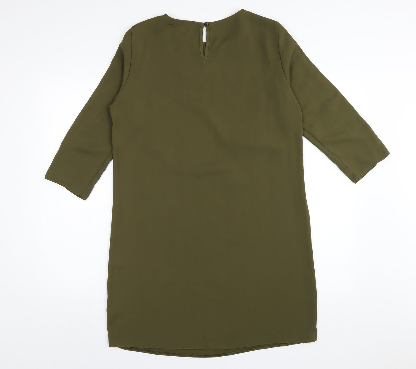 Dorothy Perkins Womens Green Polyester A-Line Size 12 Round Neck Button