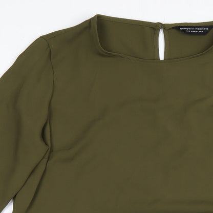 Dorothy Perkins Womens Green Polyester A-Line Size 12 Round Neck Button