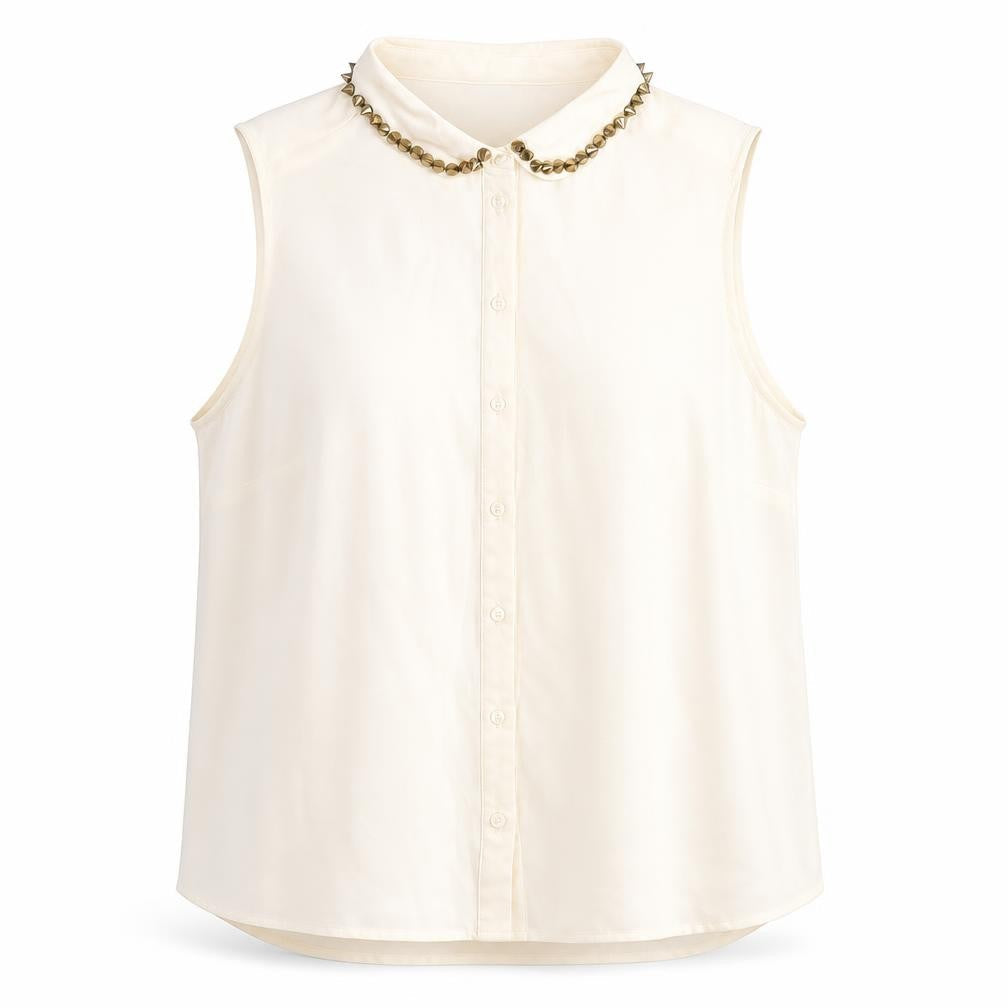 New Look Womens Ivory Polyester Basic Button-Up Size 18 Collared