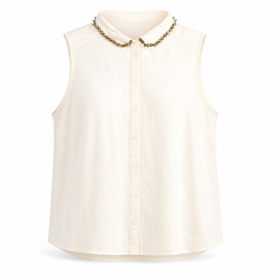 New Look Womens Ivory Polyester Basic Button-Up Size 18 Collared