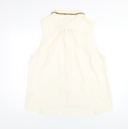 New Look Womens Ivory Polyester Basic Button-Up Size 18 Collared
