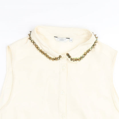 New Look Womens Ivory Polyester Basic Button-Up Size 18 Collared