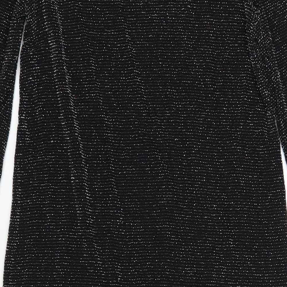 Boohoo Womens Black Nylon Bodycon Size 10 Round Neck Pullover