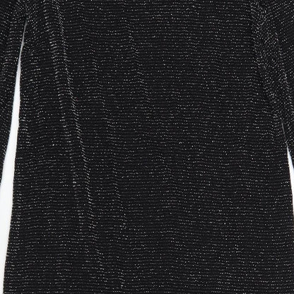 Boohoo Womens Black Nylon Bodycon Size 10 Round Neck Pullover