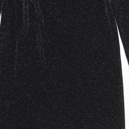 Boohoo Womens Black Nylon Bodycon Size 10 Round Neck Pullover