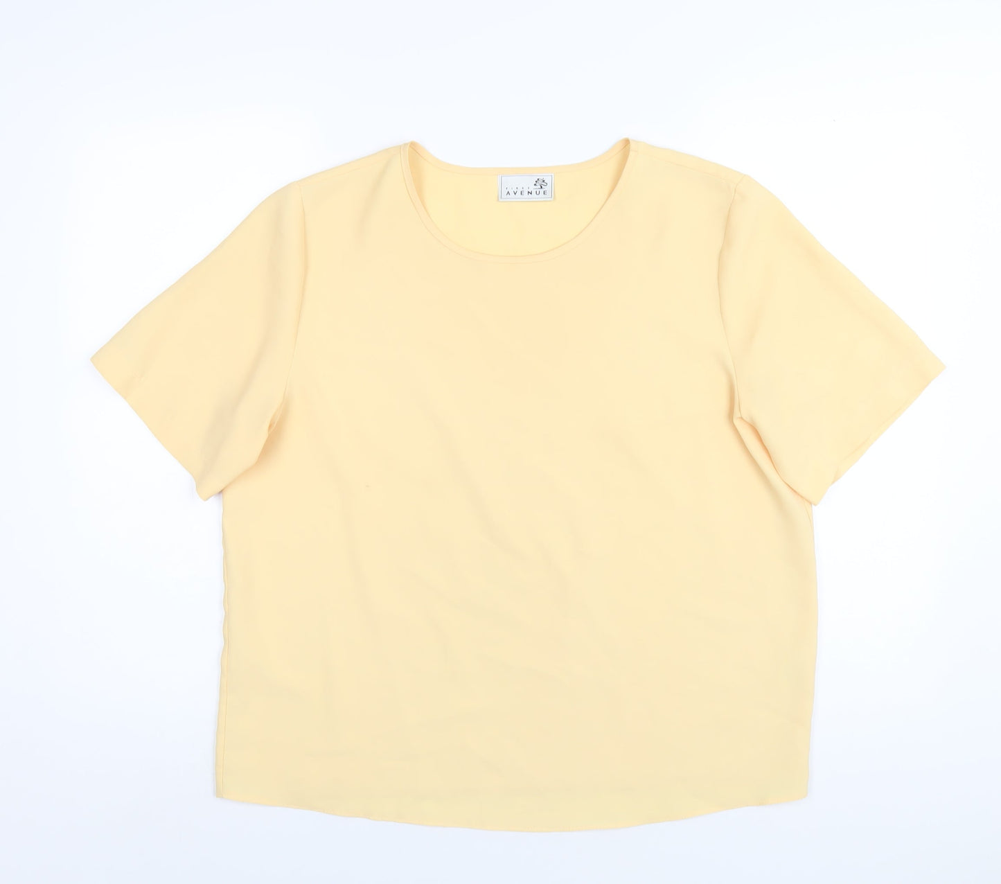 First Avenue Womens Yellow Polyester Basic T-Shirt Size 16 Round Neck
