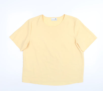 First Avenue Womens Yellow Polyester Basic T-Shirt Size 16 Round Neck