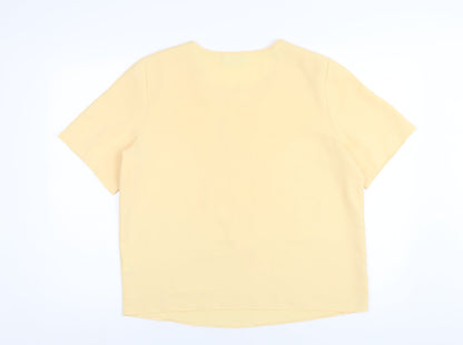 First Avenue Womens Yellow Polyester Basic T-Shirt Size 16 Round Neck