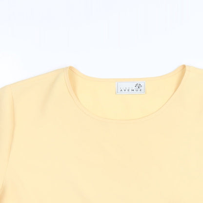First Avenue Womens Yellow Polyester Basic T-Shirt Size 16 Round Neck
