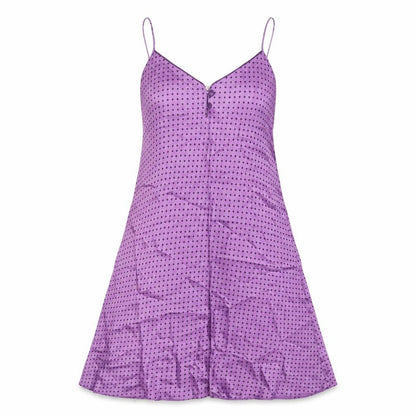 Debenhams Womens Purple Polka Dot Polyester Slip Dress Size 12 V-Neck Pullover