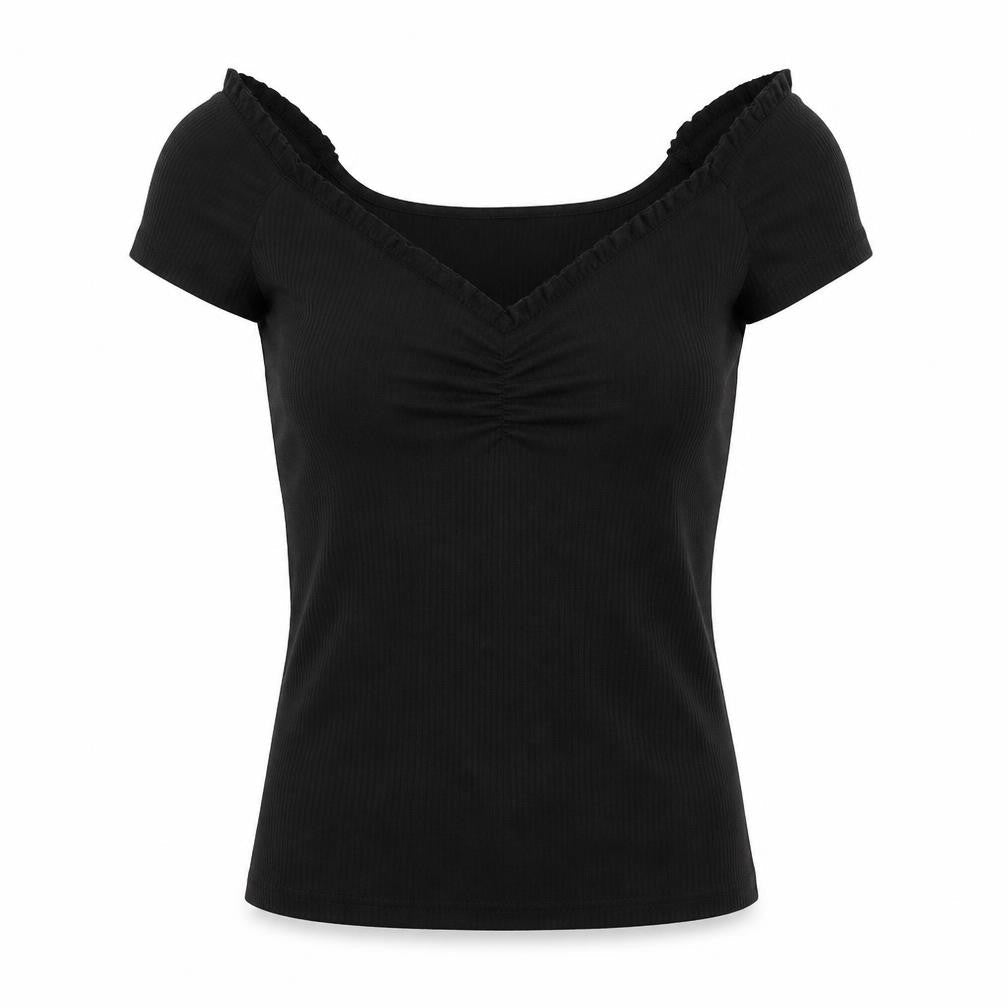 Womens UK Size 14 Dorothy Perkins Black Basic T-Shirt