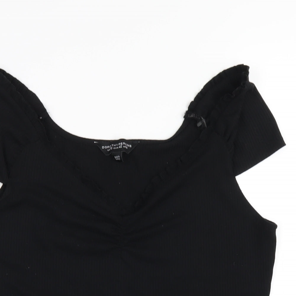 Womens UK Size 14 Dorothy Perkins Black Basic T-Shirt