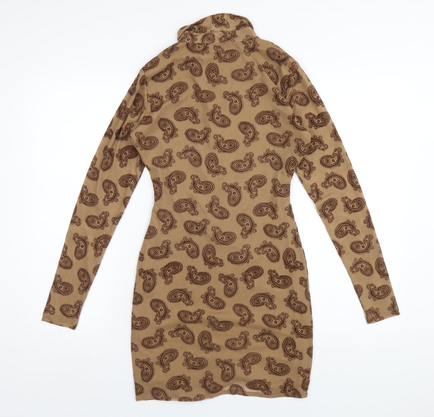 Motel Womens Brown Paisley Polyester Shirt Dress Size S Collared Button