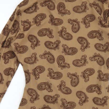 Motel Womens Brown Paisley Polyester Shirt Dress Size S Collared Button