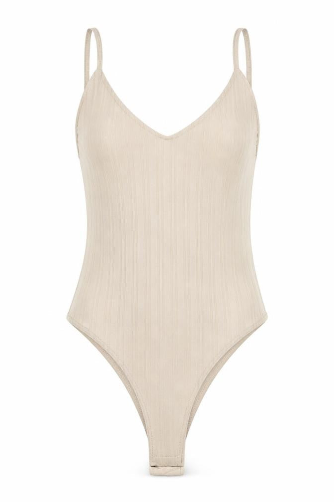 Womens UK Size 10 Missguided One-Piece Beige Bodysuit