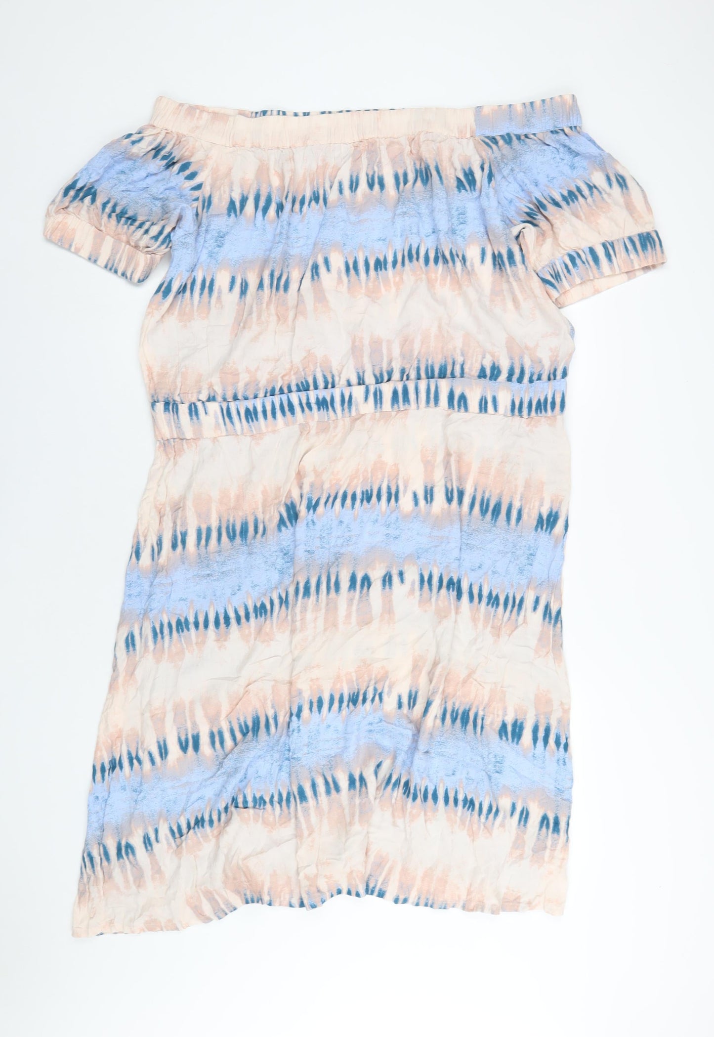 NEXT Womens Multicoloured Geometric Viscose A-Line Size 22 Off the Shoulder Pullover