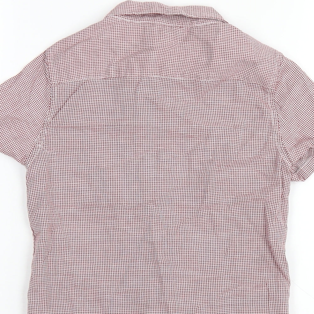 Brand and care label for Autograph boys’ red check cotton basic button-up, size 7-8, years collared button