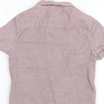 Brand and care label for Autograph boys’ red check cotton basic button-up, size 7-8, years collared button