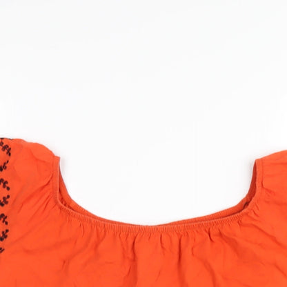 H&M Womens Orange Cotton Basic T-Shirt Size M Scoop Neck