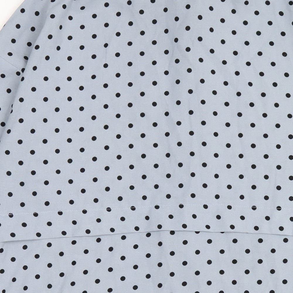 Missguided Womens Blue Polka Dot Polyester Shirt Dress Size 6 Collared Button
