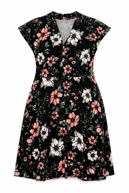 b.young Womens Black Floral Viscose A-Line Size XL V-Neck Pullover
