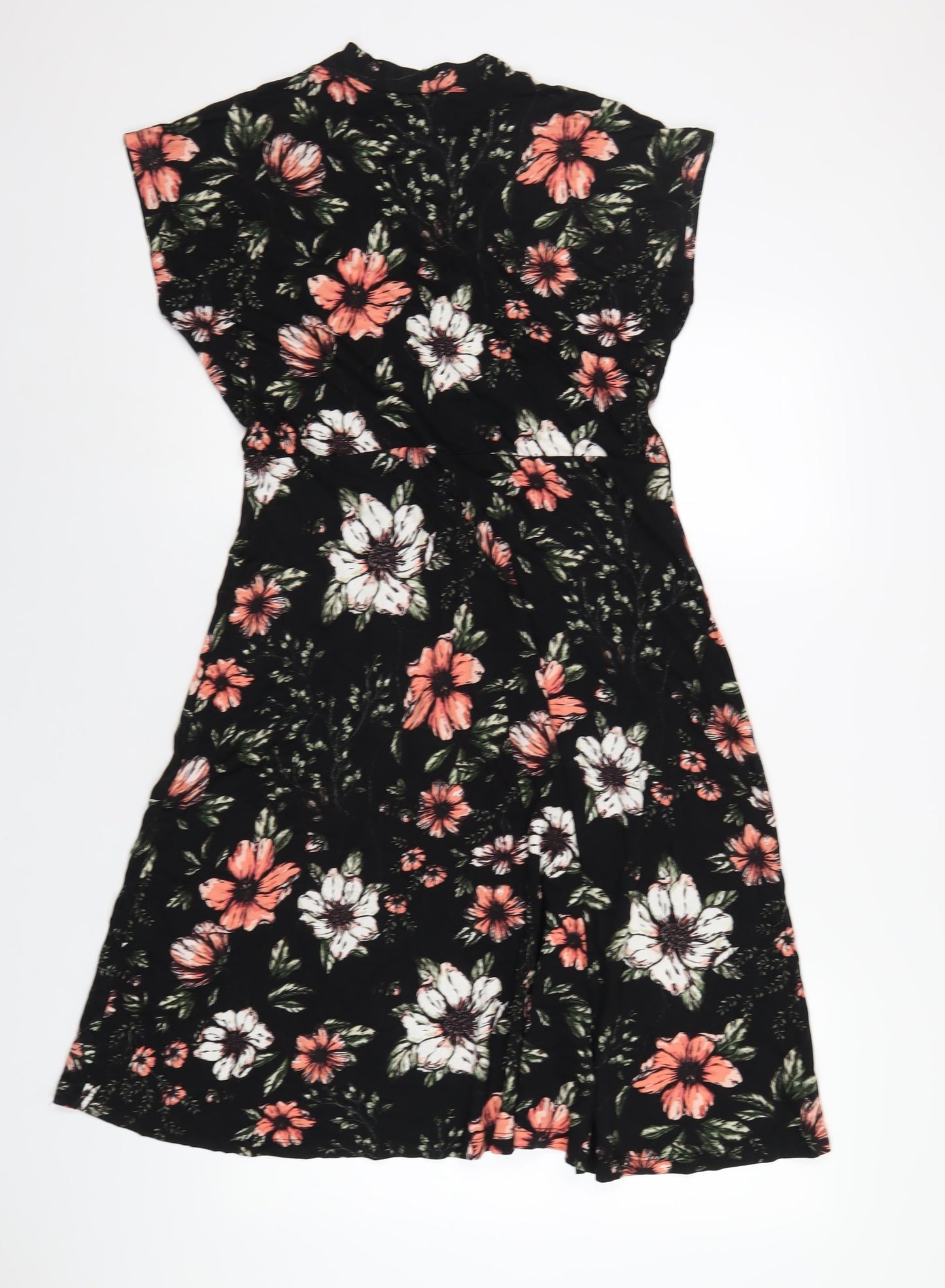 b.young Womens Black Floral Viscose A-Line Size XL V-Neck Pullover