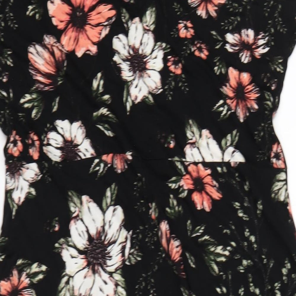 b.young Womens Black Floral Viscose A-Line Size XL V-Neck Pullover