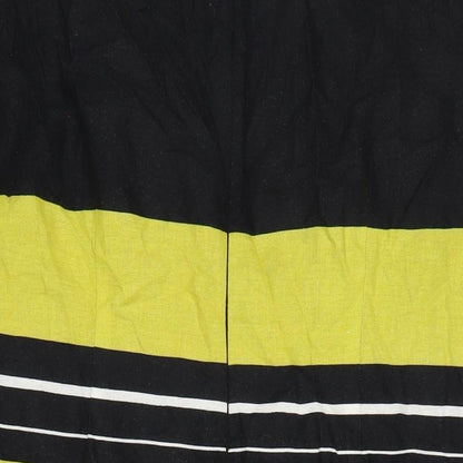 Debenhams Womens Black Striped Cotton A-Line Size 18 Round Neck Zip