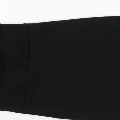 Quiz Womens Black Nylon Bodycon Size 8 Mock Neck Zip