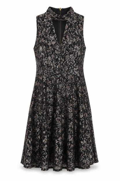 Sistaglam Womens Black Polyester A-Line Size 16 Round Neck Zip
