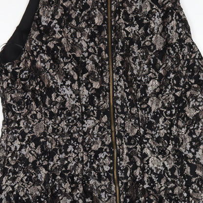 Sistaglam Womens Black Polyester A-Line Size 16 Round Neck Zip