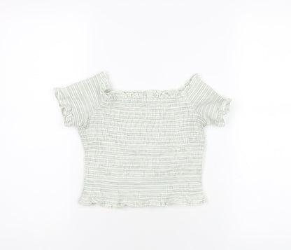 Womens UK Size S Zara Green Cropped T-Shirt
