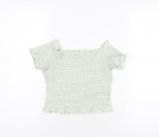 Womens UK Size S Zara Green Cropped T-Shirt