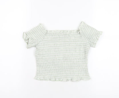 Womens UK Size S Zara Green Cropped T-Shirt
